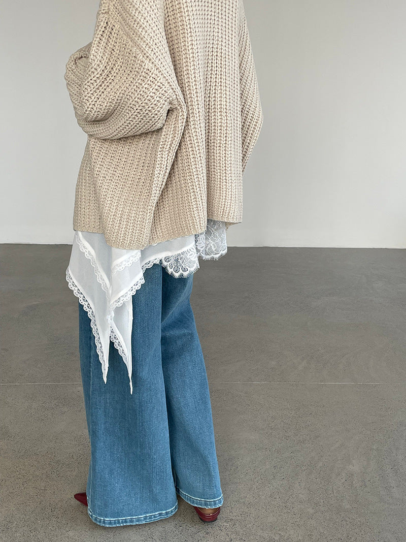 Asymmetry Sleeveless Lace Top — BL1010