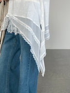 Asymmetry Sleeveless Lace Top — BL1010