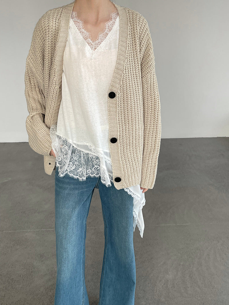 Asymmetry Sleeveless Lace Top — BL1010