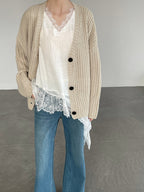 Asymmetry Sleeveless Lace Top — BL1010