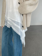 Asymmetry Sleeveless Lace Top — BL1010