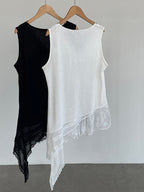 Asymmetry Sleeveless Lace Top — BL1010