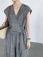 Stripe Cache-Coeur Linen Setup — BL1015