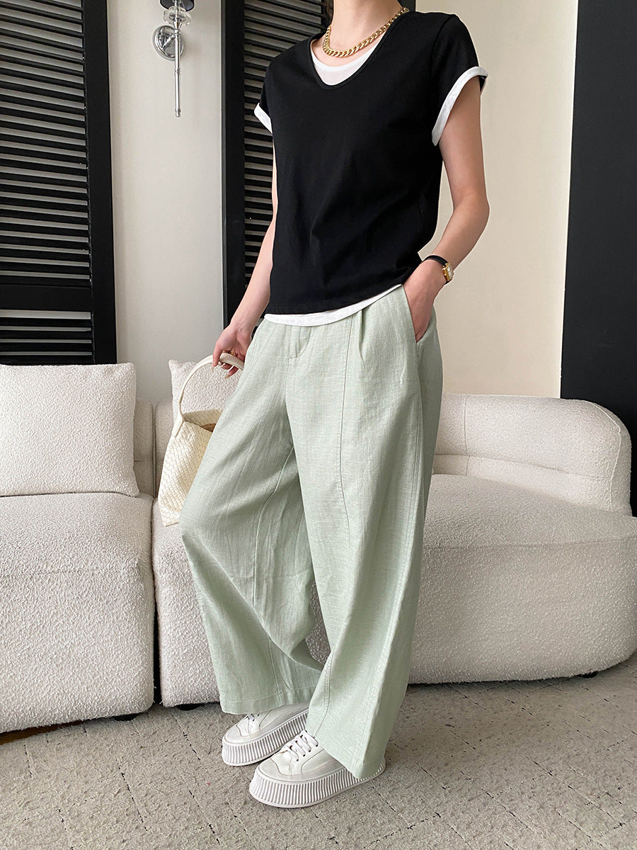 V-Neck Fake Layered Bi-Color Tee — BL1016