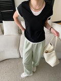 V-Neck Fake Layered Bi-Color Tee — BL1016
