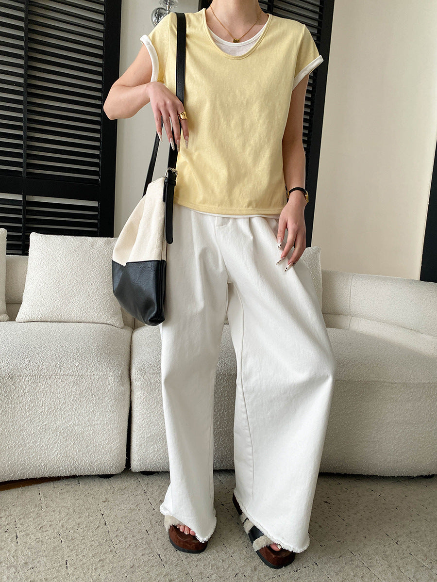 V-Neck Fake Layered Bi-Color Tee — BL1016