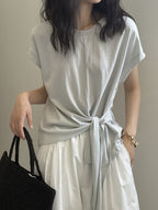 Twist Front Side Ribbon Tee — BL1017