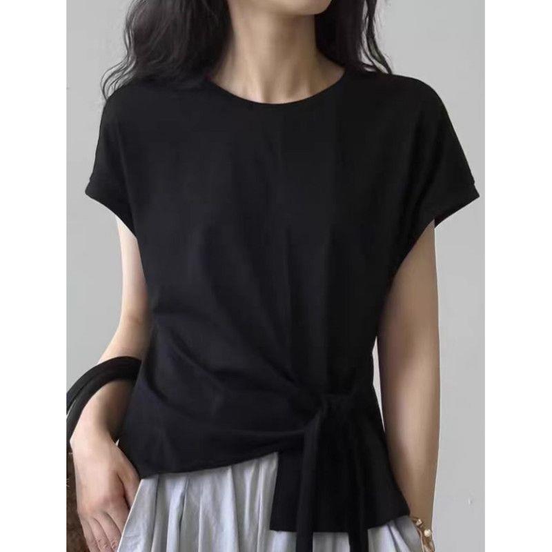 Twist Front Side Ribbon Tee — BL1017