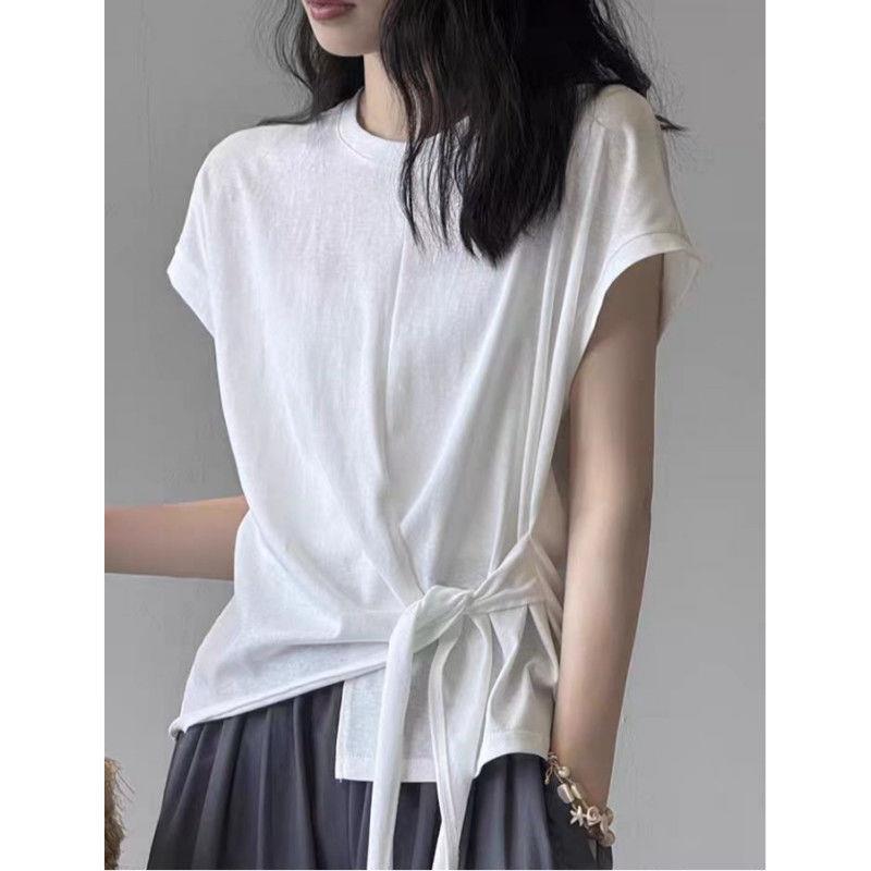 twist front side ribbon tee — BL1017
