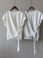 Twist Front Side Ribbon Tee — BL1017