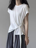 Twist Front Side Ribbon Tee — BL1017