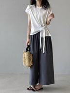 Twist Front Side Ribbon Tee — BL1017