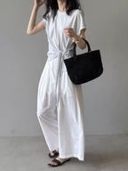 Twist Front Side Ribbon Tee — BL1017