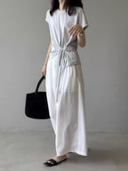 twist front side ribbon tee — BL1017