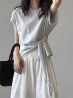 Twist Front Side Ribbon Tee — BL1017