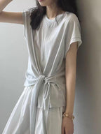 Twist Front Side Ribbon Tee — BL1017