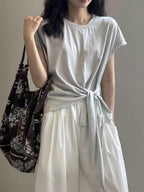 twist front side ribbon tee — BL1017
