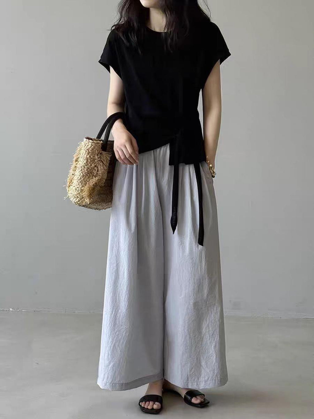 Twist Front Side Ribbon Tee — BL1017