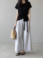 twist front side ribbon tee — BL1017