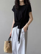 Twist Front Side Ribbon Tee — BL1017