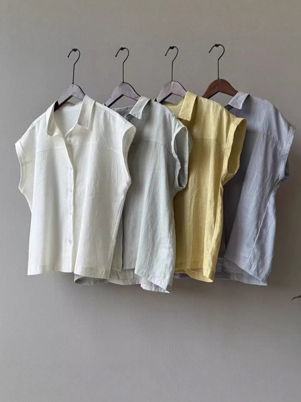 French Sleeve Sheer Linen-Touch Shirt — BL1018