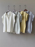 French Sleeve Sheer Linen-Touch Shirt — BL1018