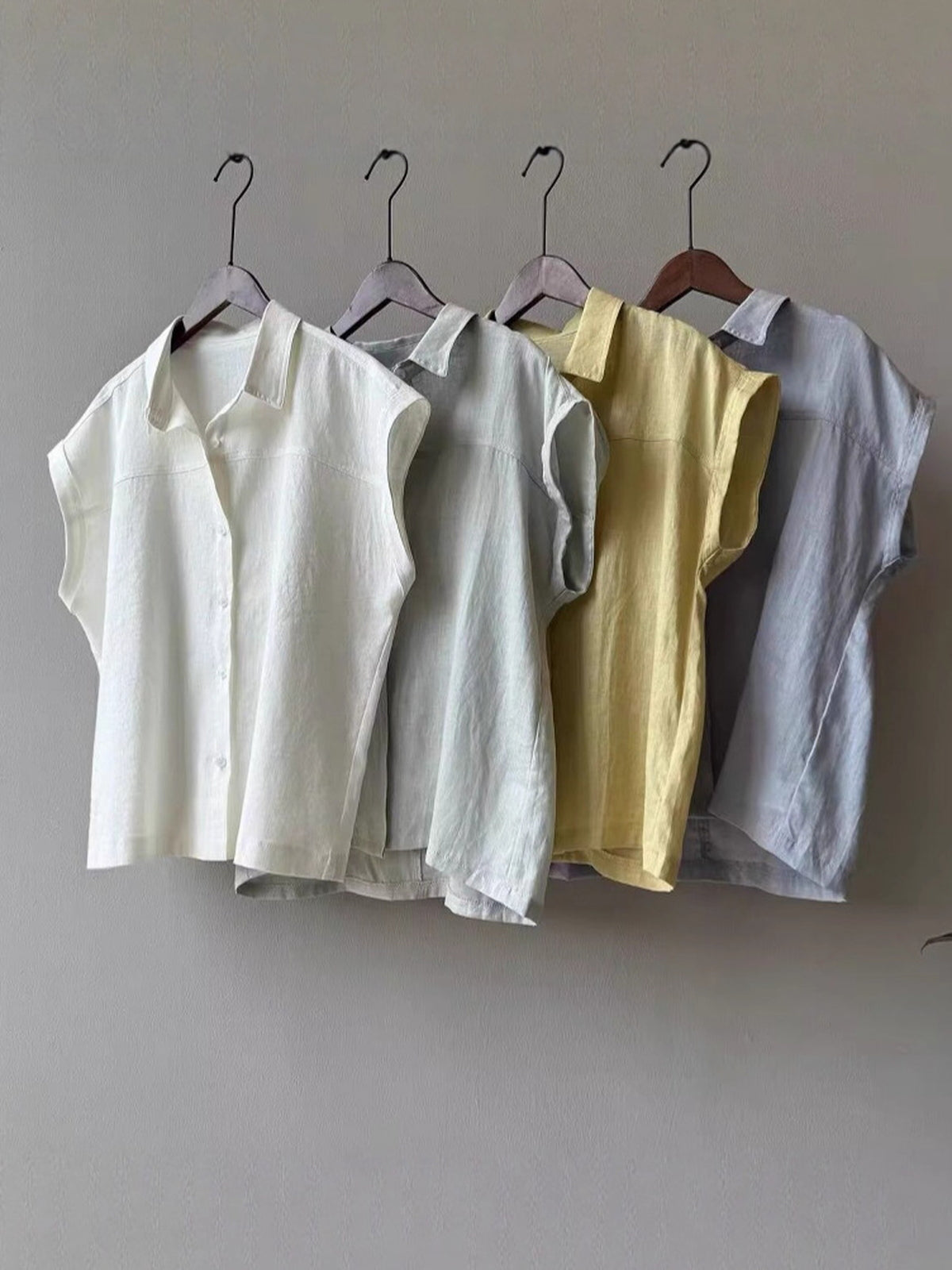 French Sleeve Sheer Linen-Touch Shirt — BL1018