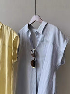 French Sleeve Sheer Linen-Touch Shirt — BL1018