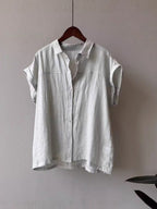 French Sleeve Sheer Linen-Touch Shirt — BL1018