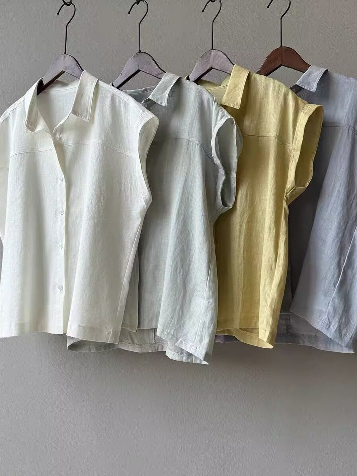 French Sleeve Sheer Linen-Touch Shirt — BL1018