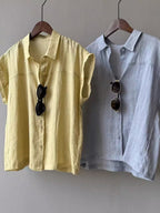 French Sleeve Sheer Linen-Touch Shirt — BL1018