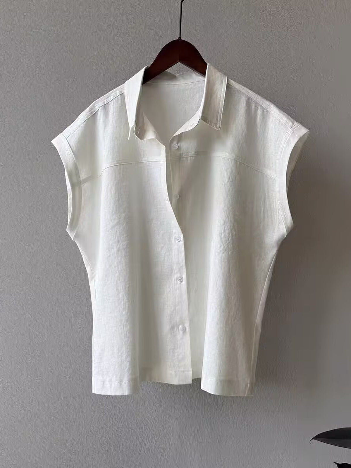 French Sleeve Sheer Linen-Touch Shirt — BL1018