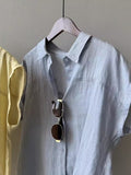French Sleeve Sheer Linen-Touch Shirt — BL1018
