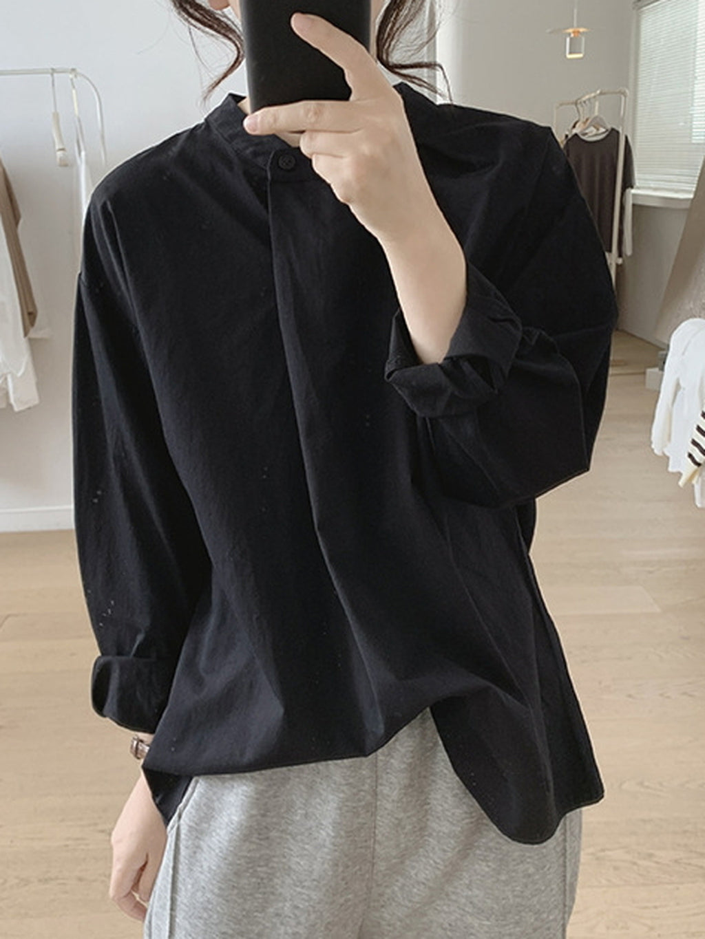 Front Tuck Stand Collar Blouse — BL1019