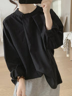 Front Tuck Stand Collar Blouse — BL1019