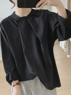 Front Tuck Stand Collar Blouse — BL1019