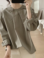 Front Tuck Stand Collar Blouse — BL1019
