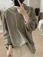 Front Tuck Stand Collar Blouse — BL1019