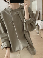 Front Tuck Stand Collar Blouse — BL1019