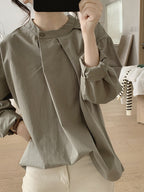 Front Tuck Stand Collar Blouse — BL1019
