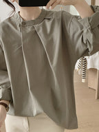 Front Tuck Stand Collar Blouse — BL1019