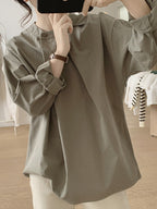 Front Tuck Stand Collar Blouse — BL1019