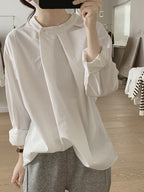 Front Tuck Stand Collar Blouse — BL1019