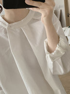 Front Tuck Stand Collar Blouse — BL1019