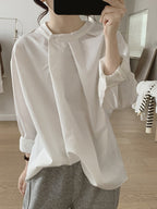 Front Tuck Stand Collar Blouse — BL1019