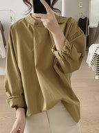 Front Tuck Stand Collar Blouse — BL1019