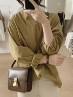 Front Tuck Stand Collar Blouse — BL1019
