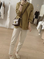 Front Tuck Stand Collar Blouse — BL1019