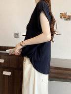 V-Neck Fake Layered Border Tee — BL1020