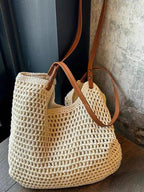Crochet Mesh Leather Handle Tote Bag — BL1021